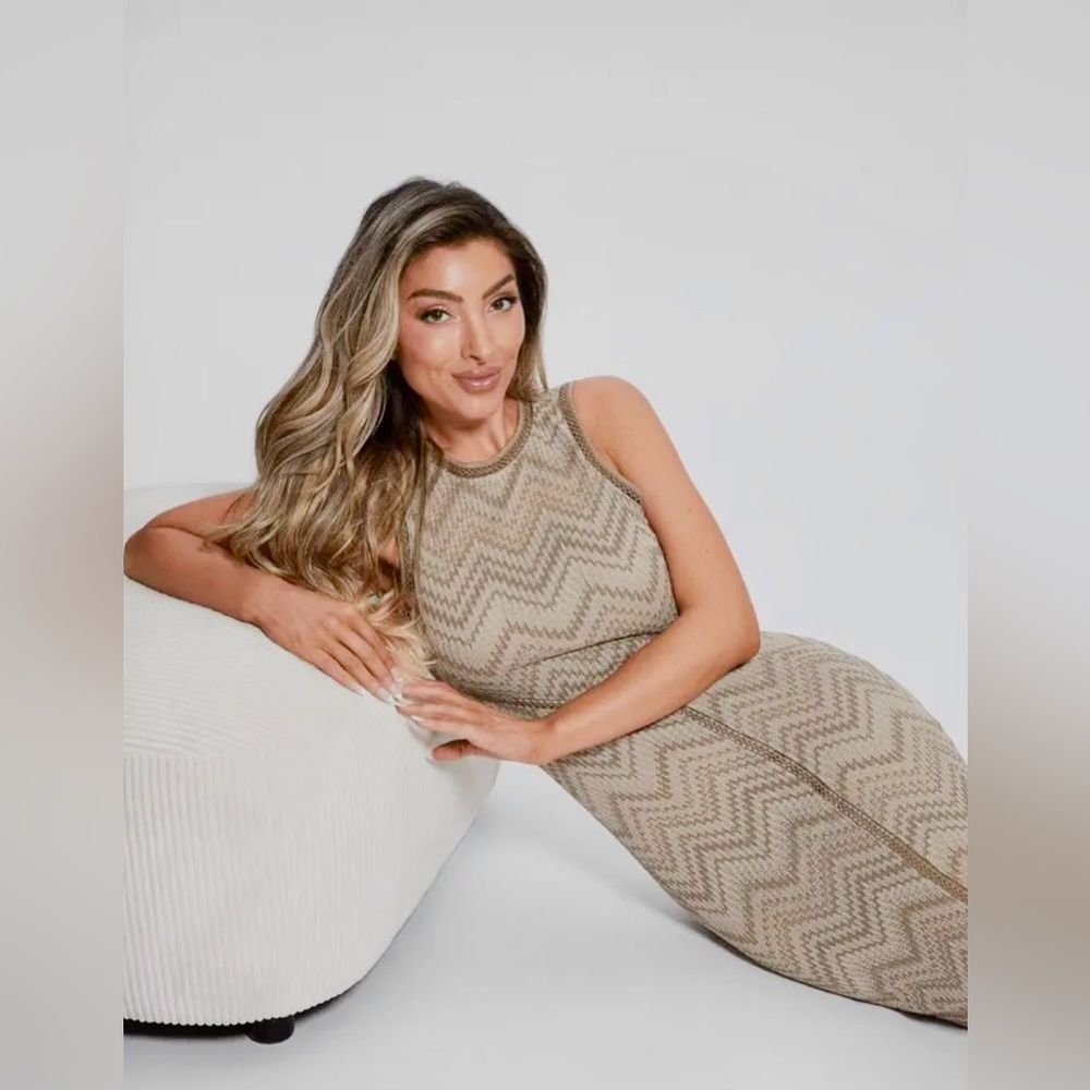 Guess- Janet Knitted Dress in Macramé Style Maxi Dress - Picture 13 of 14